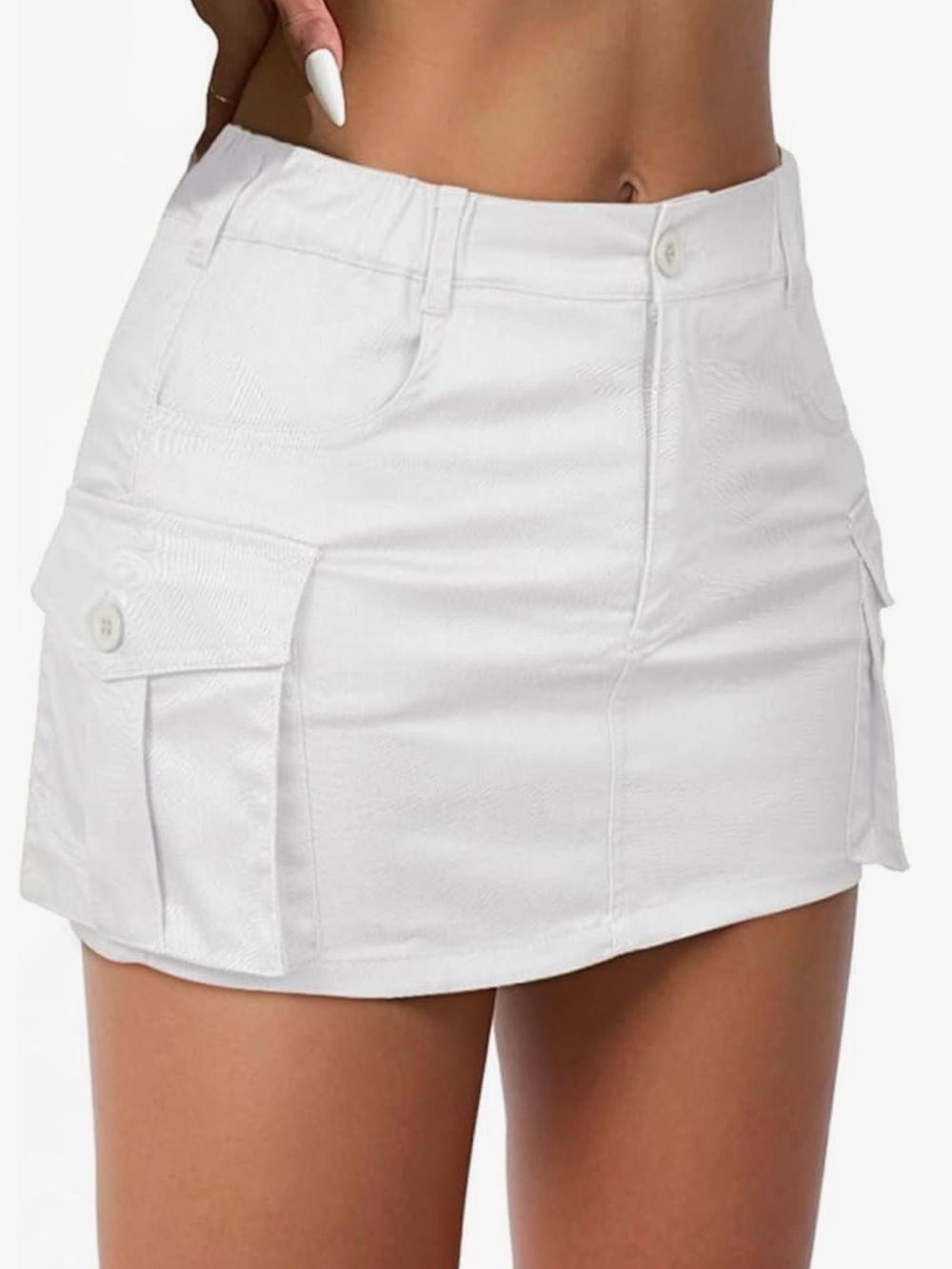 NWOT White Denim Skirt Low Waist Cargo Skirt